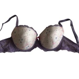Victoria’s Secret pretty floral bra with rhinestones and purple lace trim.